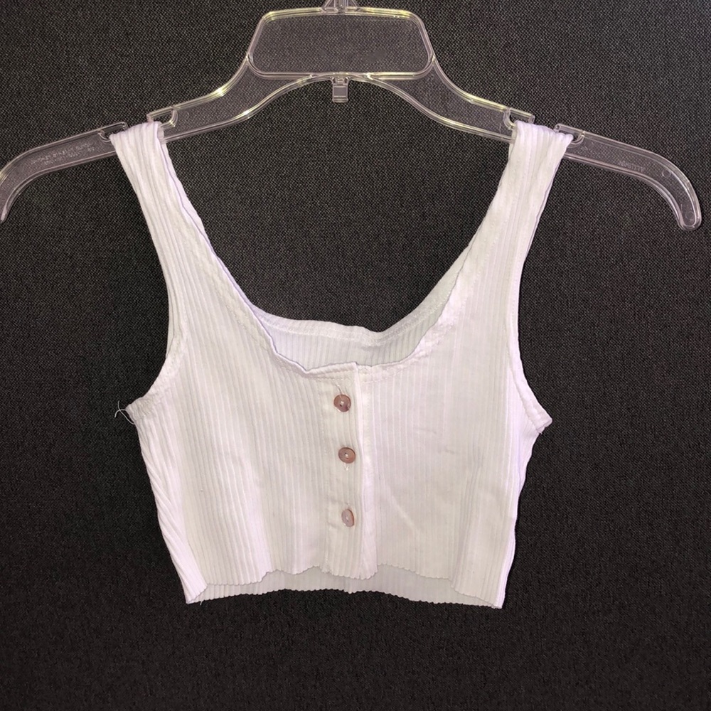 White ripped cropped tank